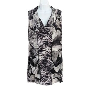 Bcbg MaxAzrua 100% silk feathers print grey black dress Medium @v